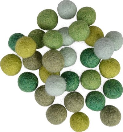 Creafelting Filtkuler 10mm Ass Grønne Nyanser 30 stk