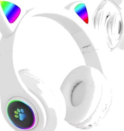 Trådløse Bluetooth-hodetelefoner med katteører og LED-belysning - FM-radio og MP3
