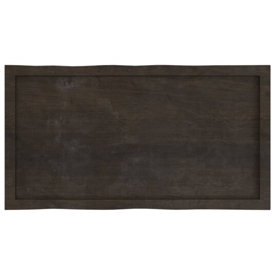  Bordplate mørkegrå 100x50x6 cm behandlet eik naturlig kant 364018