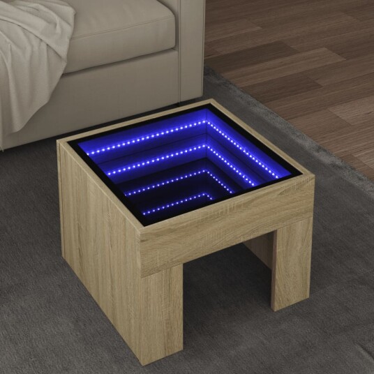  Salongbord med Infinity LED sonoma eik 40x40x30 cm 847597