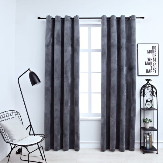 Vidaxl Lystette Gardiner Med Ringer 2 Stk Fløyel Antrasitt 140x225 Cm Vidaxl Lystette Gardiner Med Ringer 2 Stk Fløyel Antrasitt 140x225 Cm