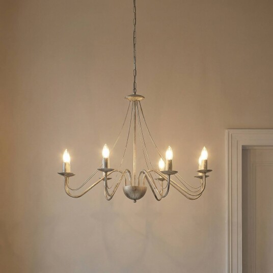 Lysekrone Malbo hvitt gull metall 8 lyskilder E14 Malbo HELAM dimbar Messing / gull Stue / spisestue Metall Moderne