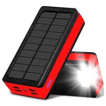 Psooo PS 400 Solcelle Powerbank 30000mAh Rød Psooo PS 400 Solcelle Powerbank 30000mAh Rød