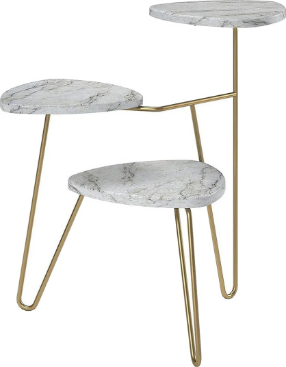 AtHena Sidebord 55 cm Marmorlook/Hvit/Messing - Novogratz