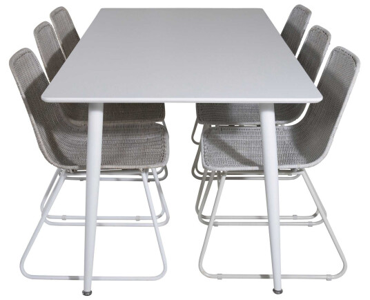 Venture Design Polar & Cirebon spisegruppe Hvit/hvit 6 st stoler & bord 180 x 90 cm