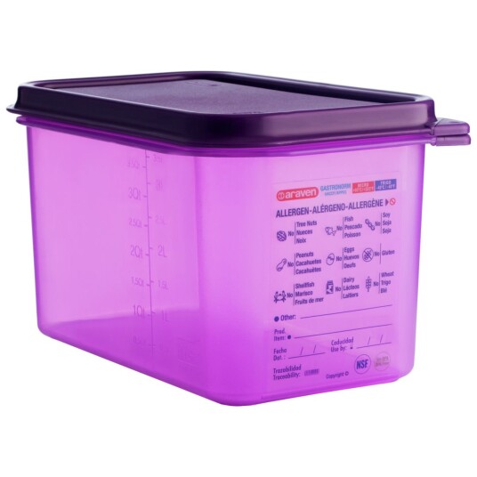Araven Oppbevaringsboks; Størrelse GN 1/4, 4.3l, 26.5x16.2x15 cm (LxBxD); Fiolett