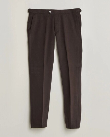 Oscar Jacobson Dandy Brushed Cotton Trousers Brown