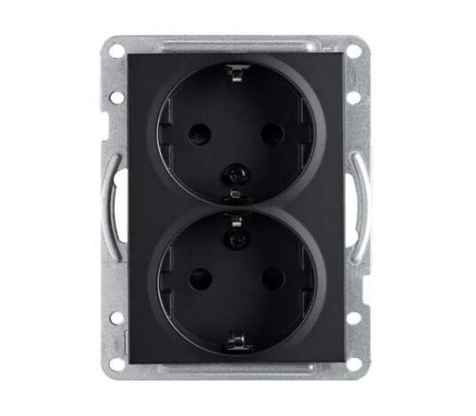 SG Stikkontakt Innfelt Dobbel m/Jord 1.5 S Sort