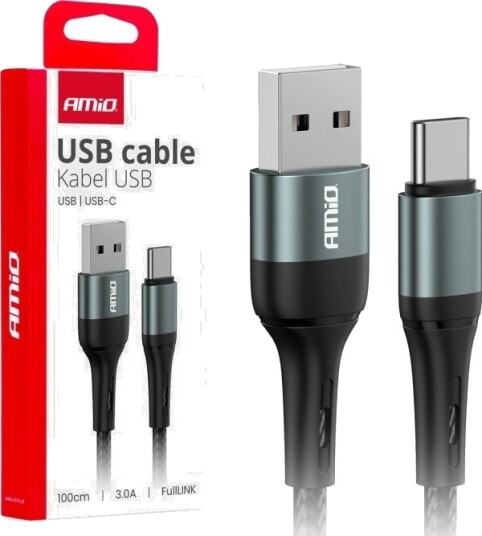 Usb-Kabel Amio Usb-A Til Usb-C 1 M Svart