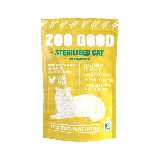 ZOO GOOD Våtfôr Katt Sterilisert Kylling 12x85g ZOO GOOD Våtfôr Katt Sterilisert Kylling 12x85g