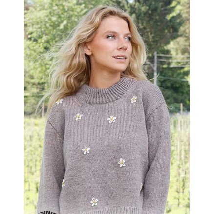 Shy Daisy by DROPS Design Genser Strikkeoppskrift str S XXXL