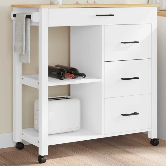 Kjøkkenvogn MONZA 84x40x90 cm heltre furu 376117 Kjøkkenvogn MONZA 84x40x90 cm heltre furu 376117