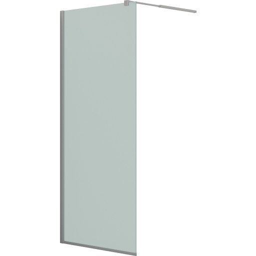 Dansani Match dusjvegg, modell D+teleskopstang, 97 cm, frostet glass, satin profil