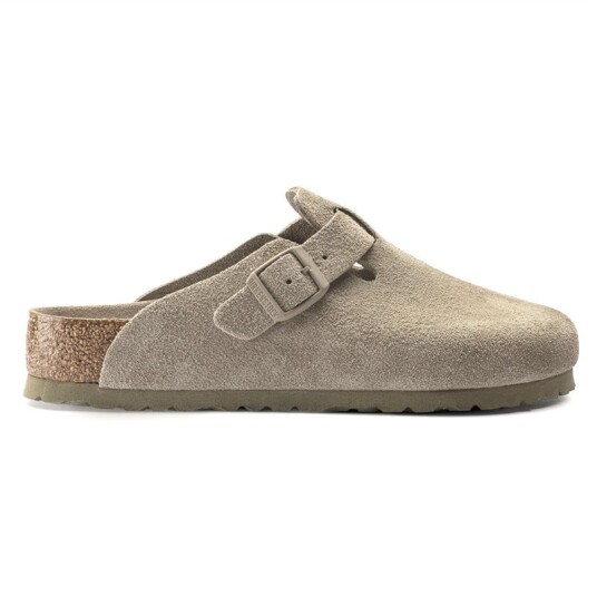 Birkenstock Boston Soft Footbed Suede Leather Faded Khaki Birkenstock Boston Soft Footbed Suede Leather Faded Khaki