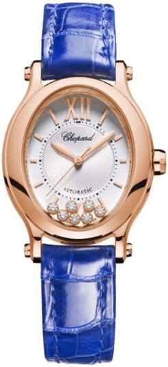 Chopard Dameklokke 275362 5001 Happy Sport Sølvfarget/Lær Ø29 mm Chopard Dameklokke 275362 5001 Happy Sport Sølvfarget/Lær Ø29 mm