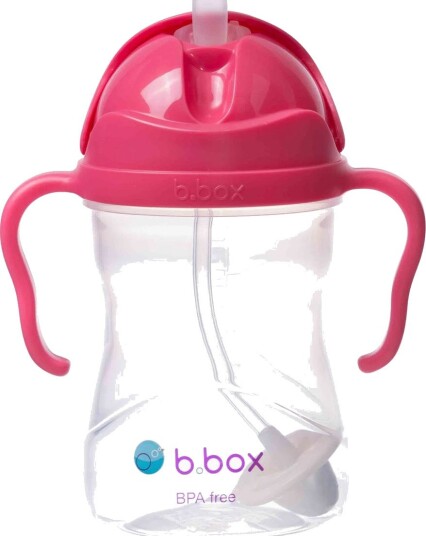 B.box Tutekopp Med Sugerør - 240 ml, Fra 6 Mnd - Rød