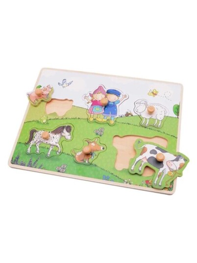 Johntoy Fien & Teun Wooden Button Puzzle 6 Pcs. Tre