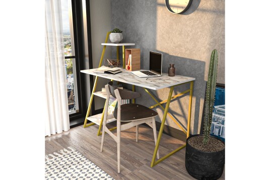 Andifli Skrivebord 60x120x120 cm med oppbevaring Hvit