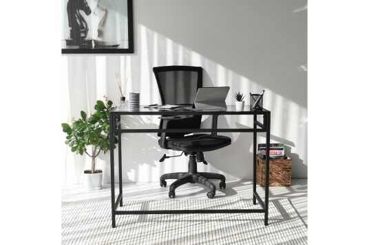 Skrivebord Vallsbo 100 cm Glass/Røykfarget/Svart