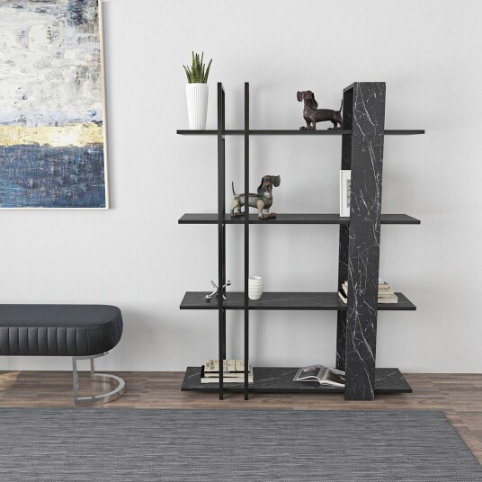 Thyra Bokhylle 120 cm   Sort/Hvit