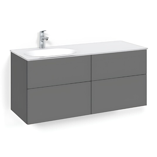 Macro Design Crown Servantskap 4-skuff - med Venstre Glasservant 120cm Antrasitt / Plain Glass Edge Hvit Macro Design Crown Servantskap 4-skuff - med Venstre Glasservant 120cm Antrasitt / Plain Glass Edge Hvit