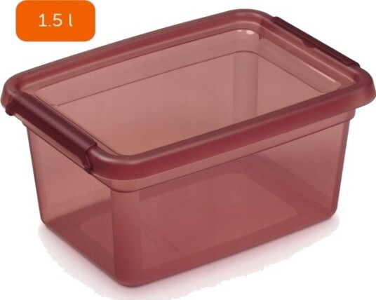 Moxom Oppbevaringsboks Basestore Color 1,5 L Rabarbra Transparent Rosa