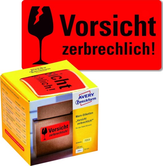 AVERY Warnetikett ZWE 7211 Zerbrechl. 100x50mm