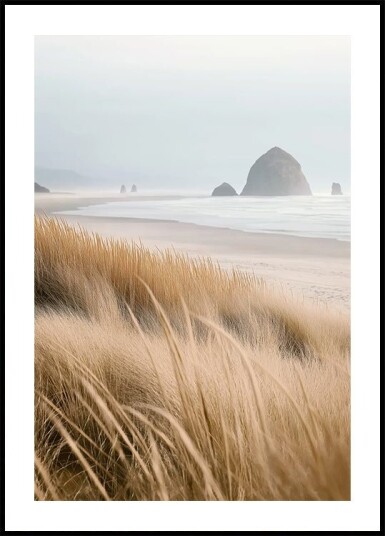 Misty Sea with Beach Grass Plakat Plakat / 70x100cm
