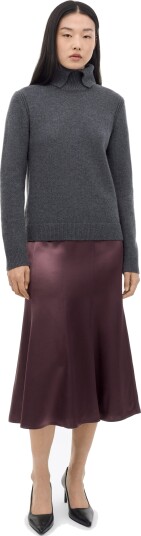 Ilona Ankle Satin Skirt   Burgundy   42