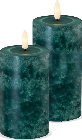 Enne Marble LED kubbelys - 2 pk - Mørkegrønn Enne Marble LED kubbelys - 2 pk - Mørkegrønn