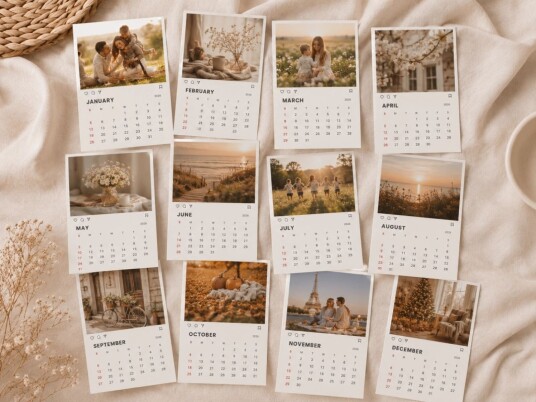 Personlige Fotokalender Klistremerker – 8x12 cm sett med 12