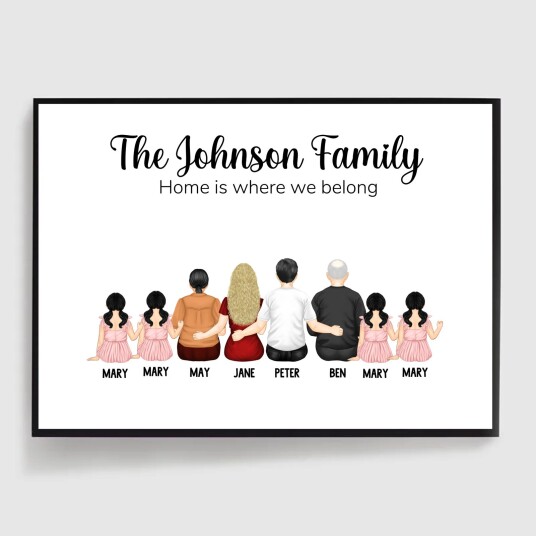 Personlig plakat Familieillustrasjon