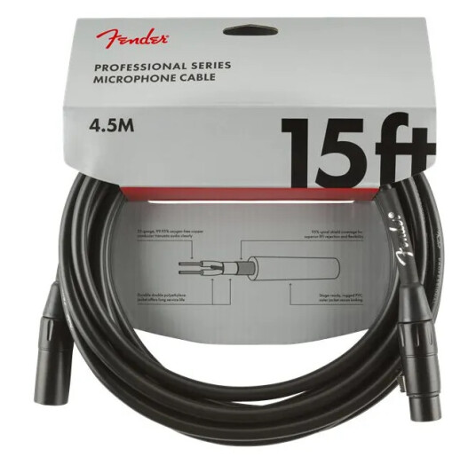 Fender Pro Mikrofonkabel 4.5m Svart 15' Fender Pro Mikrofonkabel 4.5m Svart 15'