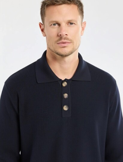 Armor Lux Heritage Polo Neck Jumper   Navy   XXL