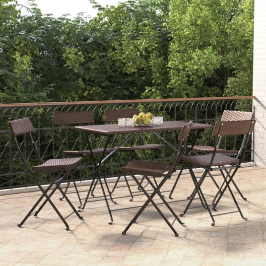 vidaXL Sammenleggbare bistrostoler 6 stk svart polyrotting og stål vidaXL Sammenleggbare bistrostoler 6 stk svart polyrotting og stål