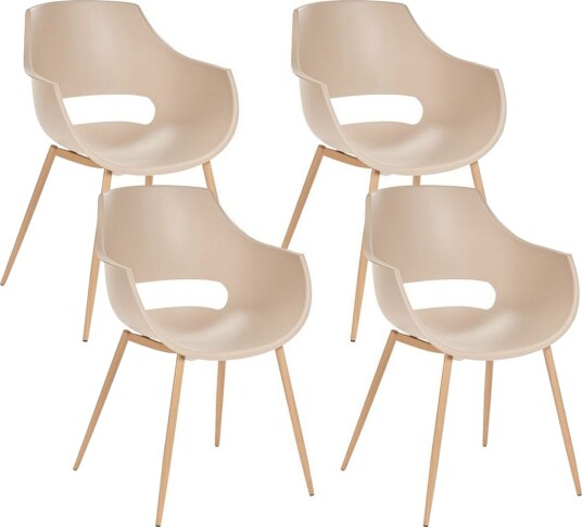 Matsalsstol Beliani Millers set om 4 Beige-Ljust Trä Beige -