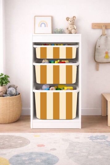 Selvklebende klistremerke – Trofast boksdekal – Langside / Velg størrelse / Stripes mustard cream