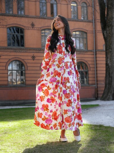 Y.A.S Asina Long Sleeve Long Shirt Dress Rød 34