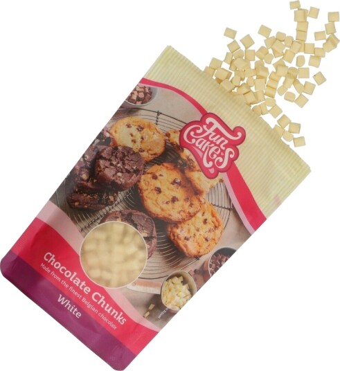 Funcakes Sjokolade Chunks Hvit Sjokolade 350g | Slikkepott.No