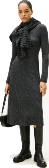 Tommy Hilfiger Soft Wool Ls Mock-Nk Swt Dress - Grey - L