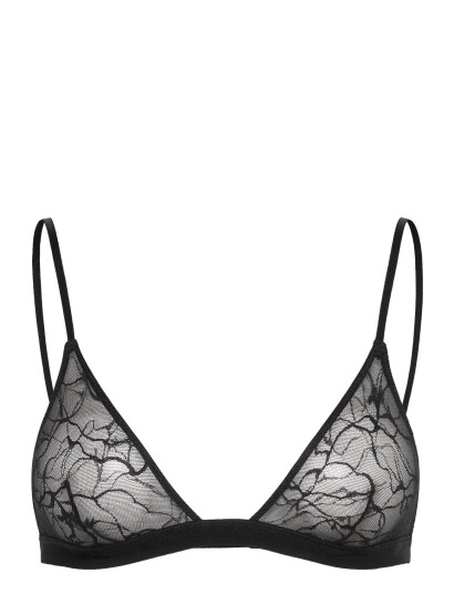 Weekday Swirly Lace Triangle Bra Black L