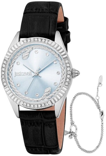Just Cavalli Dameklokke JC1L361L0015 Vittoria Glam Blå/Lær Ø32 mm