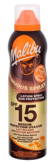 Malibu Solkrem Spray SPF 15 175 ml - Vannavstøtende og Fuktighetsgivende