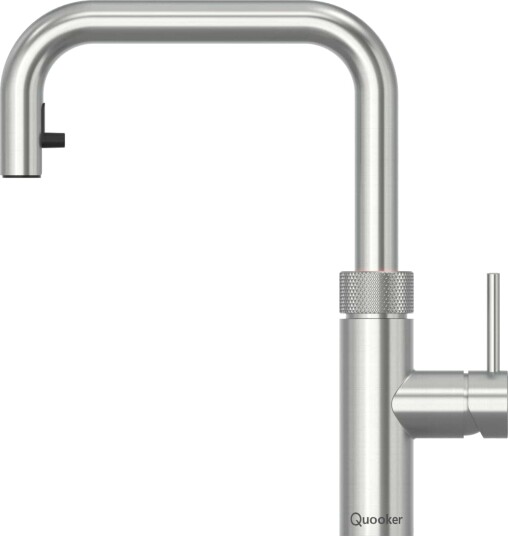 Quooker Flex Square Kjøkkenarmatur med Uttrekksslange Rustfritt Stål / Pro3 Uttrekk