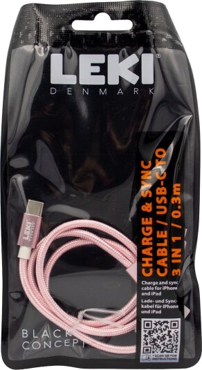 LEKI DENMARK BRAIDED PINK CABLE 3 IN 1 0.30 M