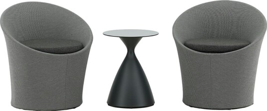 Venture Design Spoga kafésett Svart med grå pute 2 lenestoler & bord 40 cm Grå