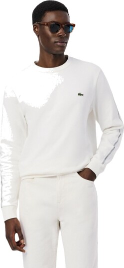 Lacoste Stripe Band Fleece Sweatshirt Herre Hvit L