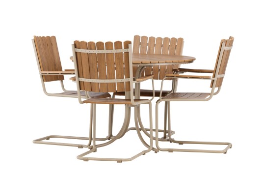 Venture Design Holmsund spisegruppe Beige/tre-look 4 stoler og bord 103 cm Beige
