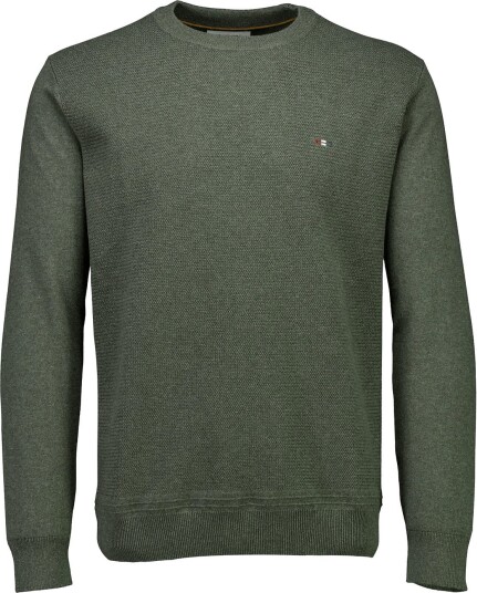 Bison Structured O Neck Knit DK OLIVE MEL S