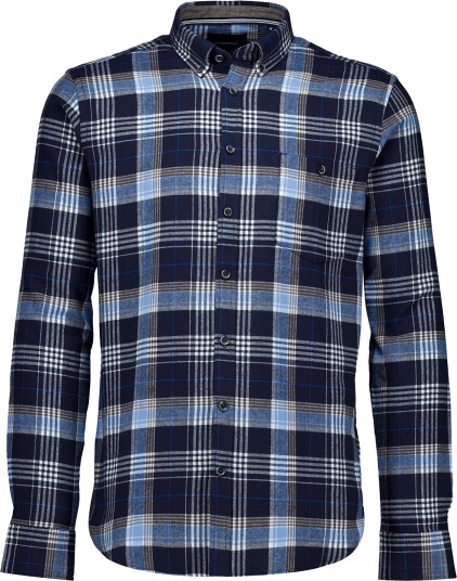 Lindbergh Large Checked Brushed Shirt L/S Navy XXL